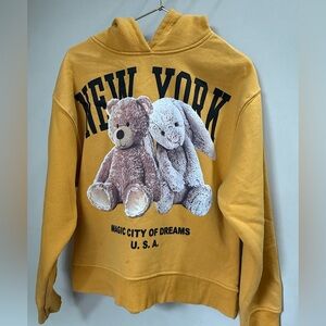 Zara Yellow Kids Sweatshirt with Teddy and Bunny Print